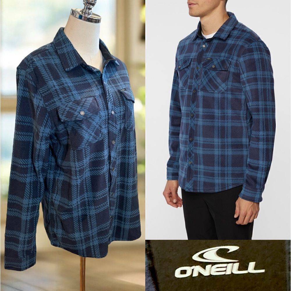 🆕️ O'NEILL Glacier Plaid Superfleece Flannel Button Down Size S